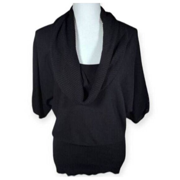 IT'S OUR TIME BLACK COWL-NECK SWEATER SZ.M EUC. - Picture 2 of 6